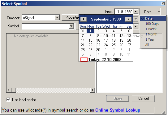 Select Symbol Date Picker Screenshot